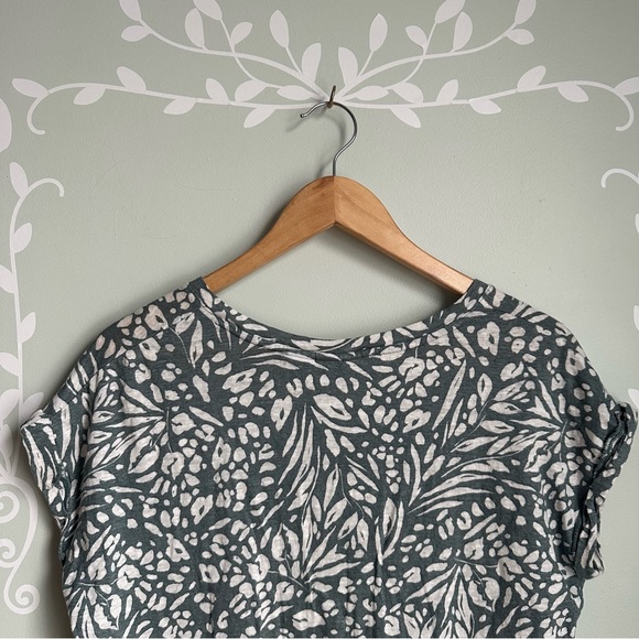 Nicole Miller Linen Tunic L Multicolor Cap Sleeve Oversize Boxy V Neck Summer - Picture 6 of 6